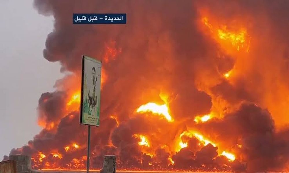 انفجار در بندر الحدیده یمن پس از حمله اسرائیل